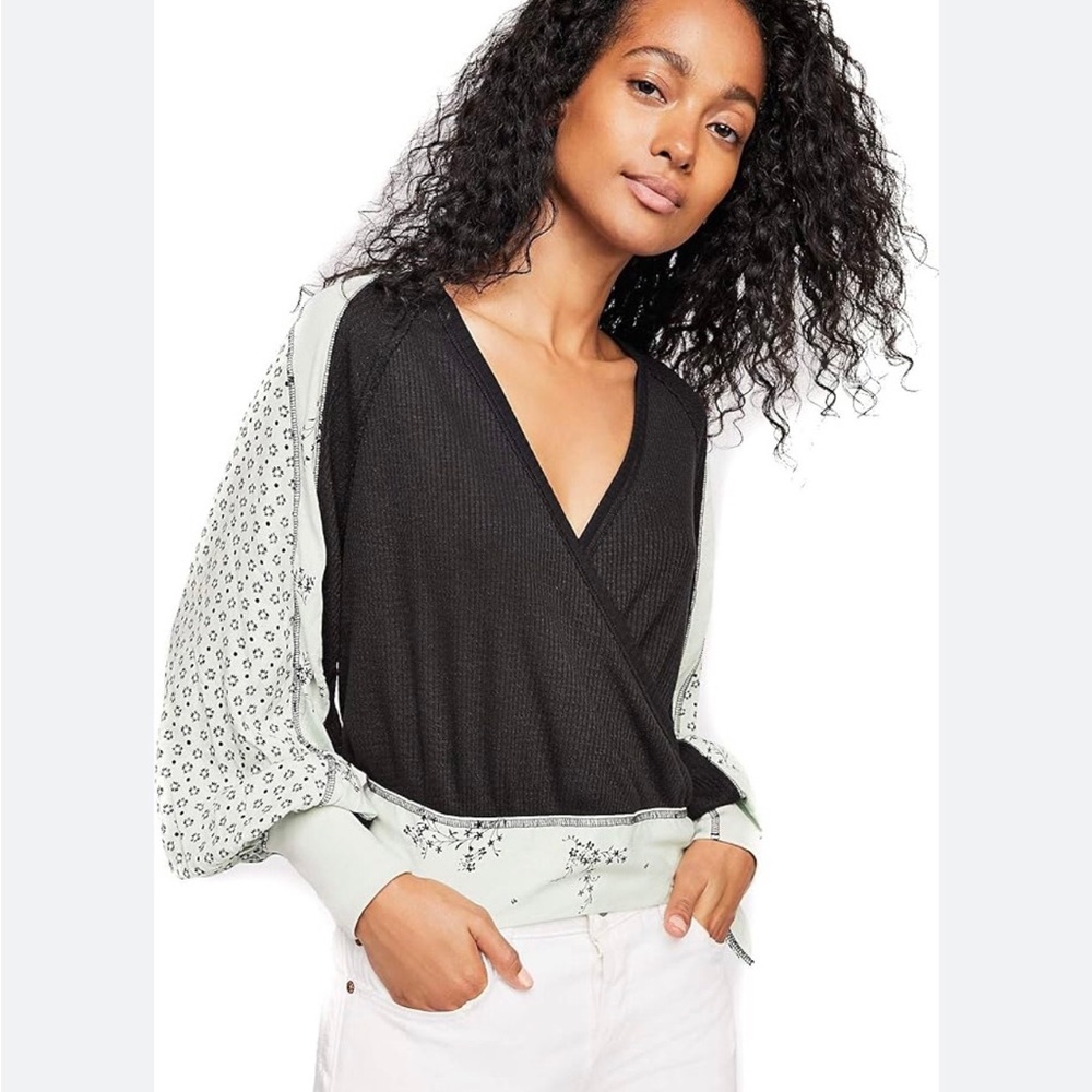 FREE PEOPLE Auxton Waffle Cross Over Top
